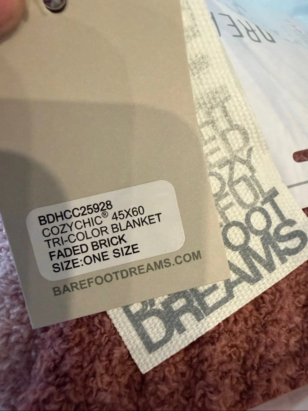 NWT Barefoot Dreams CozyChic Tri-color blanket in Faded Brick